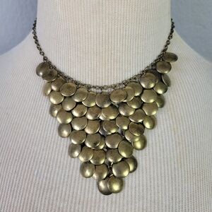H&M // bronze brass coin bib style statement choker necklace